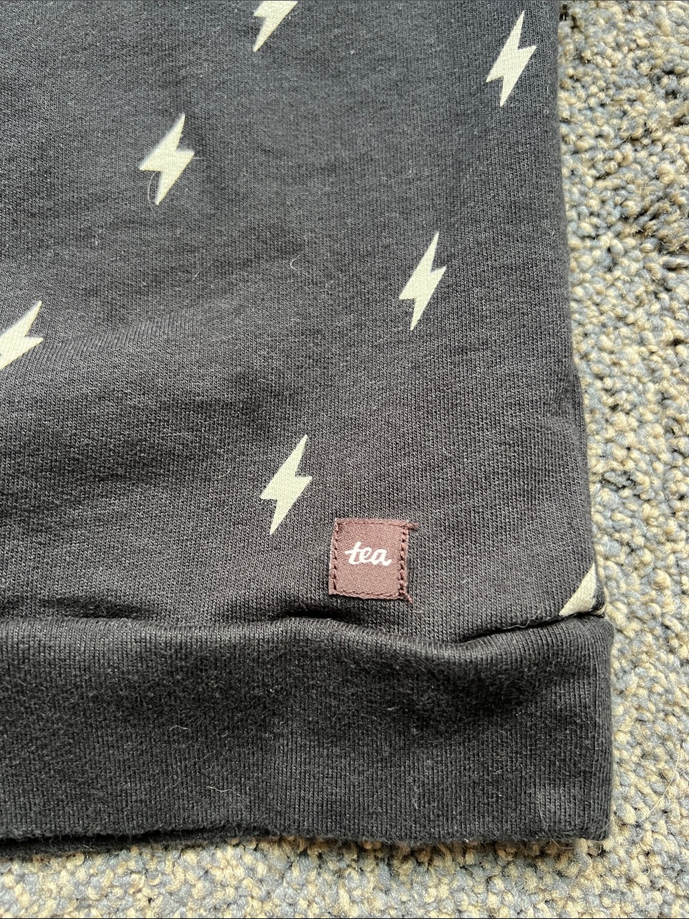 Tea Collection Black Crewneck Sweatshirt with White Lightning Bolts - Picture 4 of 5